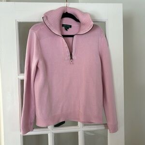 Lauren Ralph Lauren pink cotton half zip sweater XL, fits more like a Large.